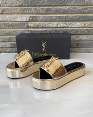 YSL Wedges Golden