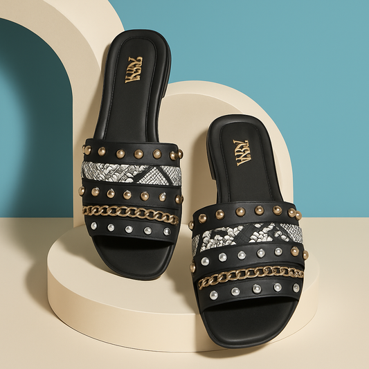 Leopard Slippers Black