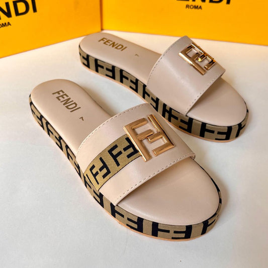 Fendi 1 Inch Slides Fawn