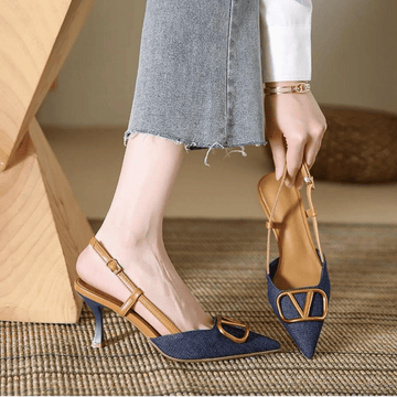 Denim Strap Heel