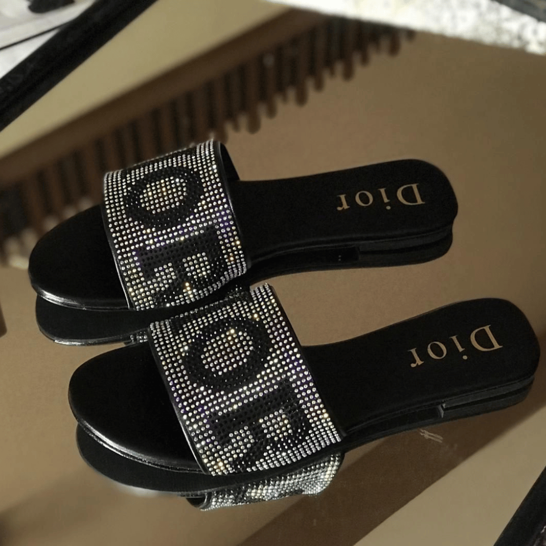 Dior Stone Flats Black