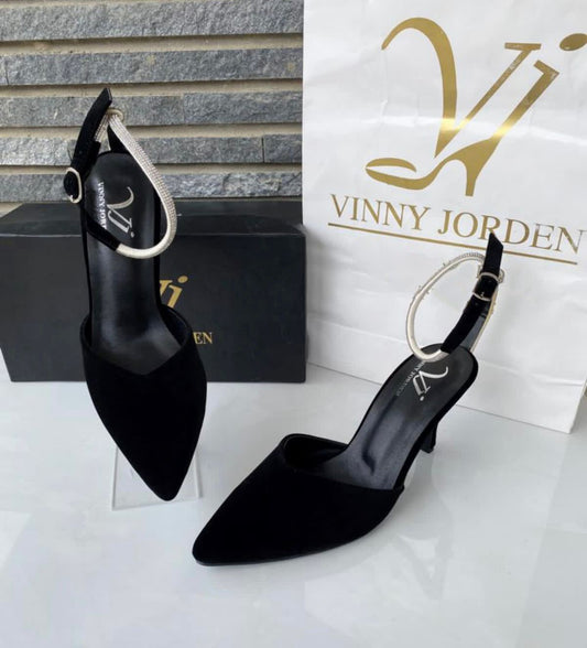 Fancy Strap Heel Black