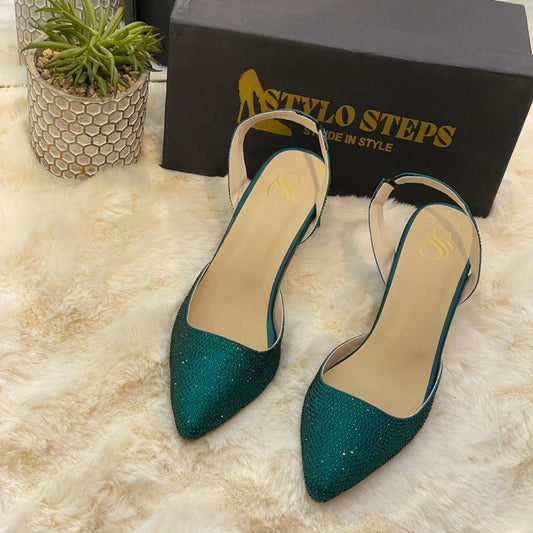 Stone Block Heel Green