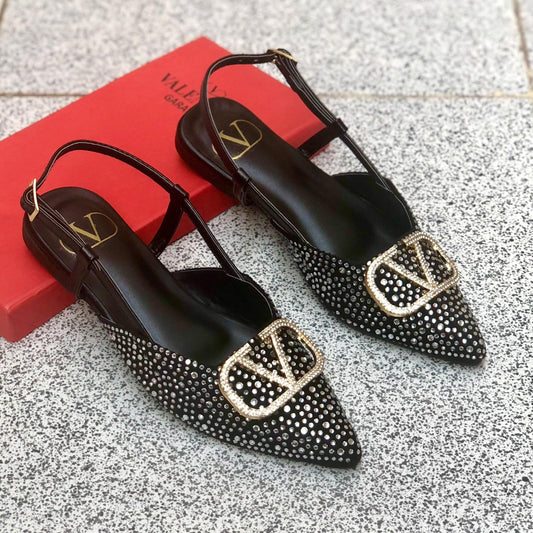 Valentino Stone Heel Black