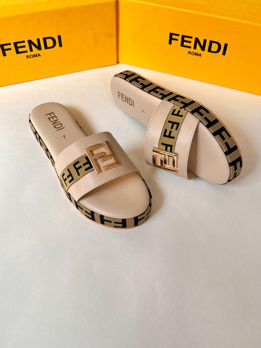 Fendi 1 Inch Slides Fawn