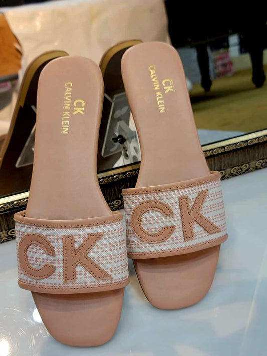 Ck Flat Slippers Fawn