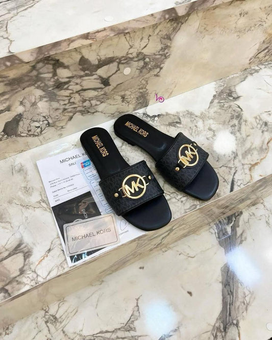 Mk Black Slippers