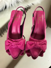 Sueded Bow Heel Pink